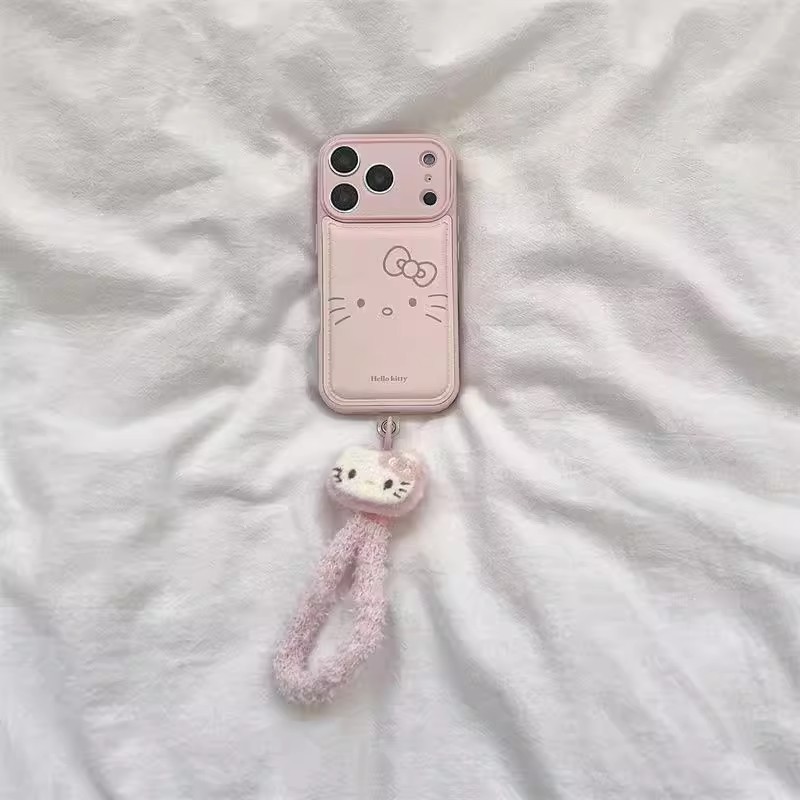 粉kt猫表情挂绳适用苹果17手机壳