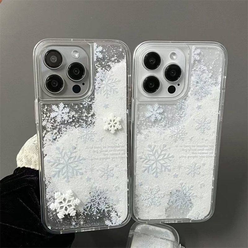 冬日立体雪花适用苹果17手机壳iPhone16/15/14Promax新款华为nova13高级OPPOreno15小众mate80promax防摔x200