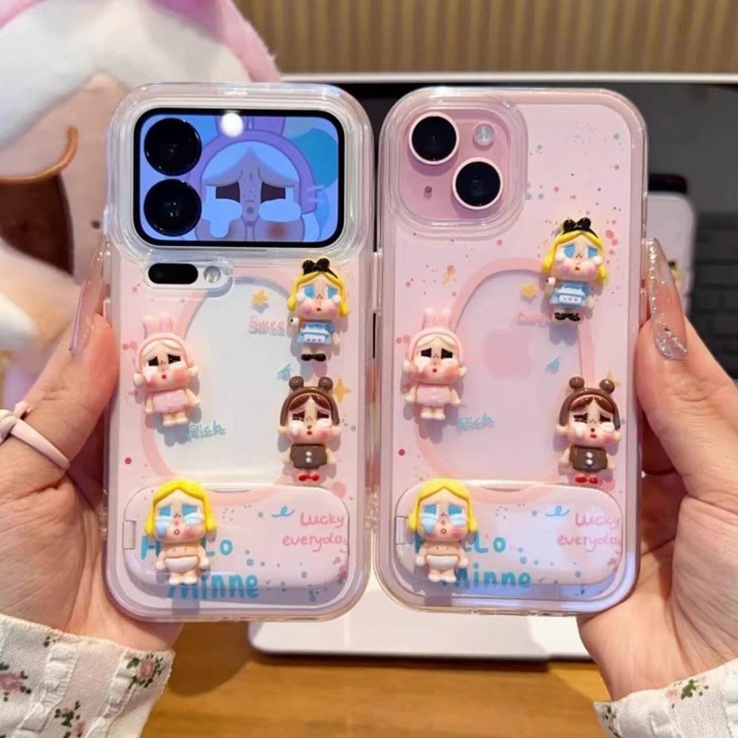 圆圈四只哭娃立体公仔适用苹果17手机壳iPhone16/15/14promax新款vivo华为nova15可爱OPPO小米17三合一mate80