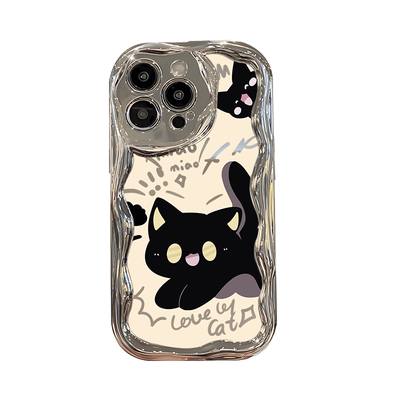 电镀银惊吓黑猫适用OPPO手机壳