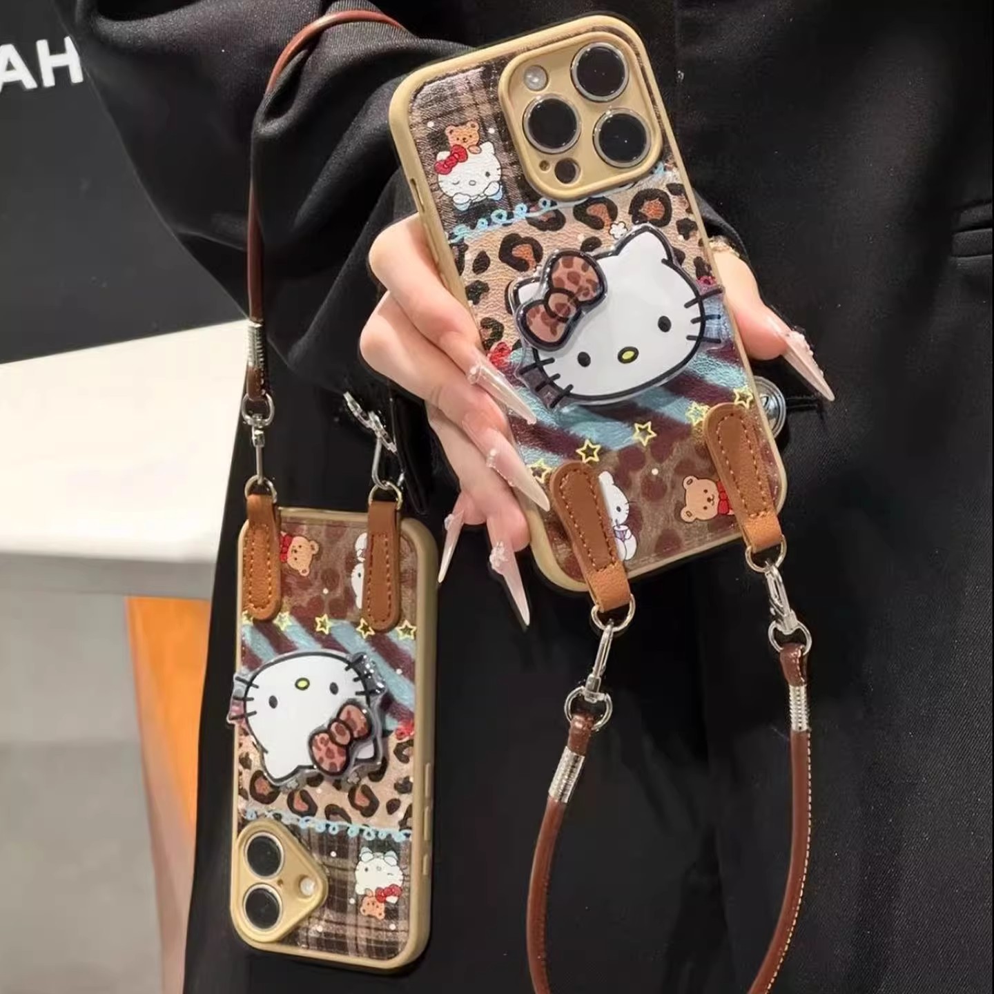 豹纹拼接Kitty适用苹果17手机