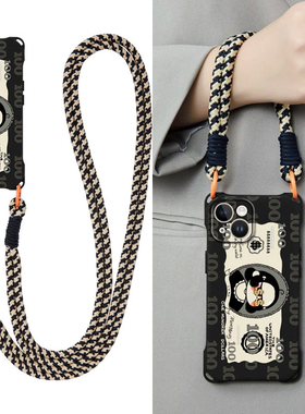 钞票女孩适用苹果16promax手机壳华为pura70斜挎nova12荣耀x60i挂绳vivos19女OPPOreno12小米14潮iQOOneo9pro