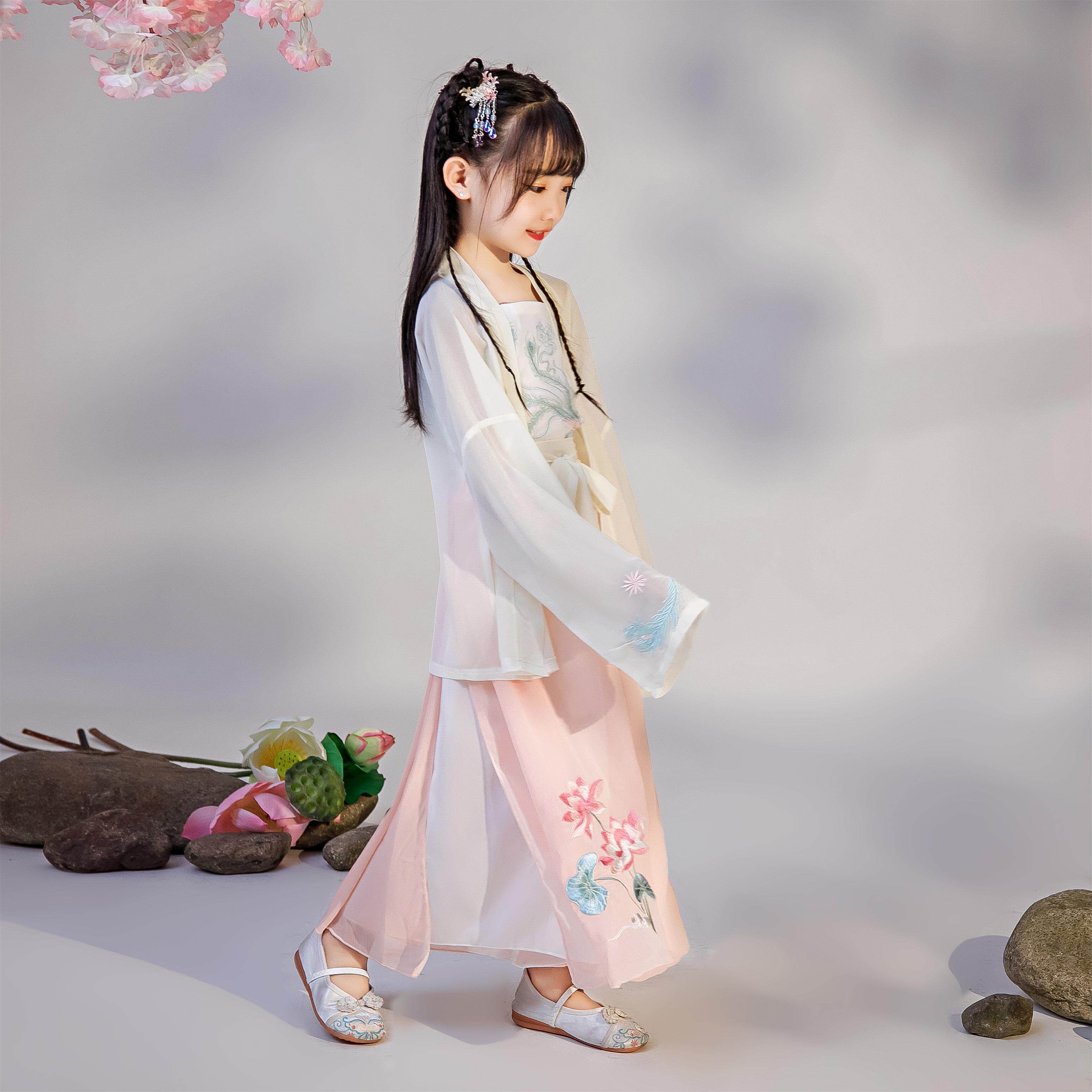 胭脂妆儿童舞蹈服演出服团扇子幼儿园小学生跳舞汉服学校表演服装