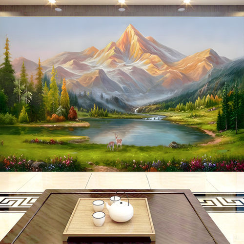 2026新款日照金山背景墙壁画