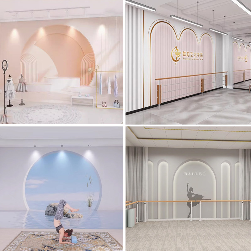 空间延伸3d壁布瑜伽舞蹈教室壁纸服装店背景墙布美容店养生馆墙纸,家装主材,定制壁画,淘宝优惠券,粉丝福利购,淘宝优惠卷