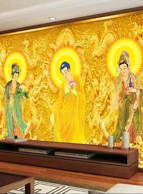金色佛祖佛像阿弥陀佛背景墙纸