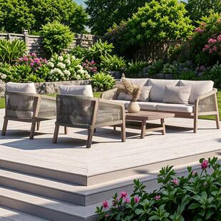 户外沙发庭院花园组合柚木实木露天露台别墅阳台休闲防水家具