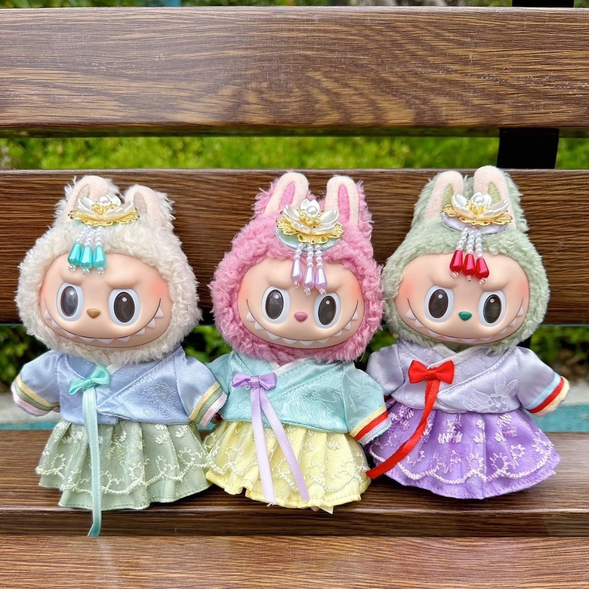 labubu娃衣韩服一二三代17cm