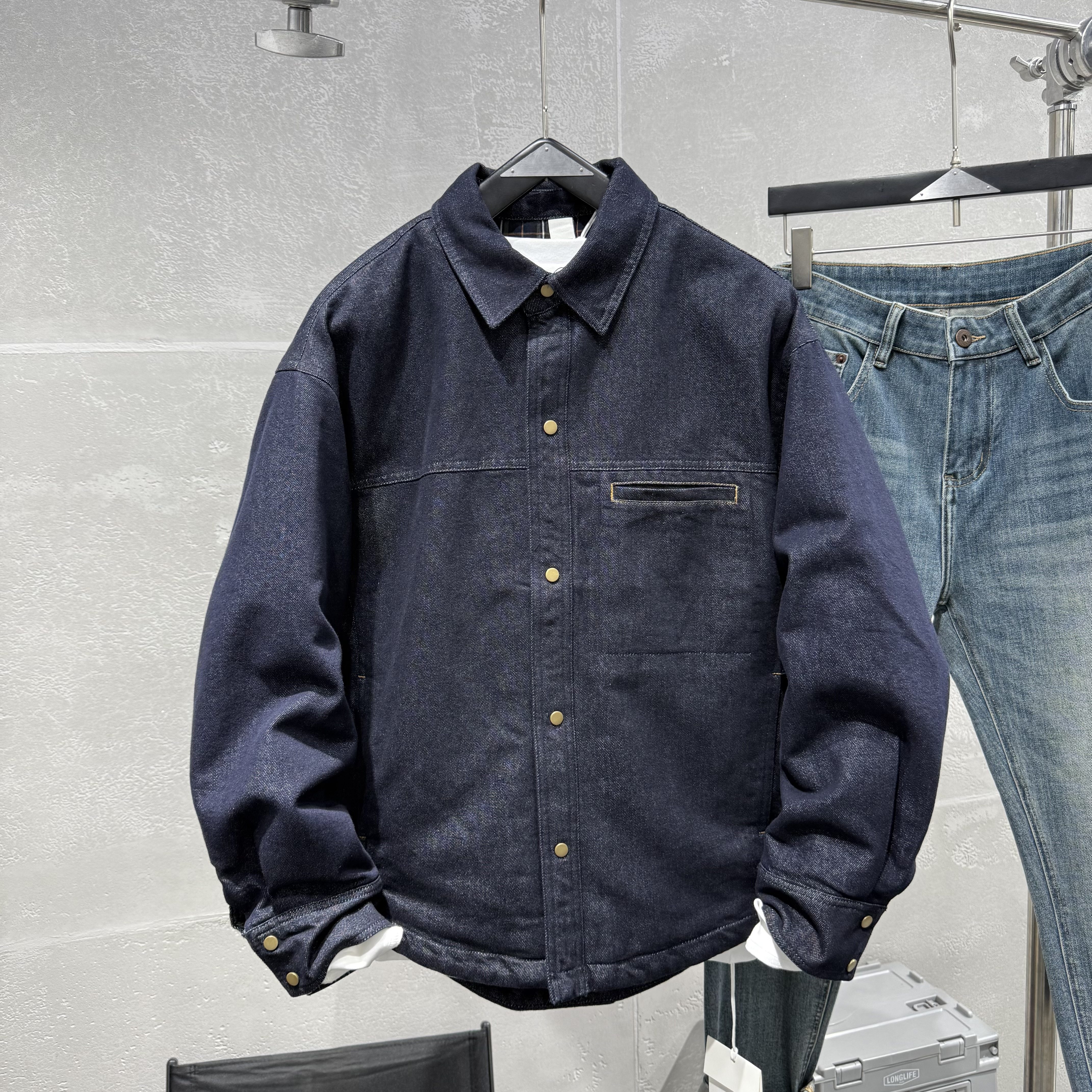 2025冬季新款男士翻领牛仔棉衣