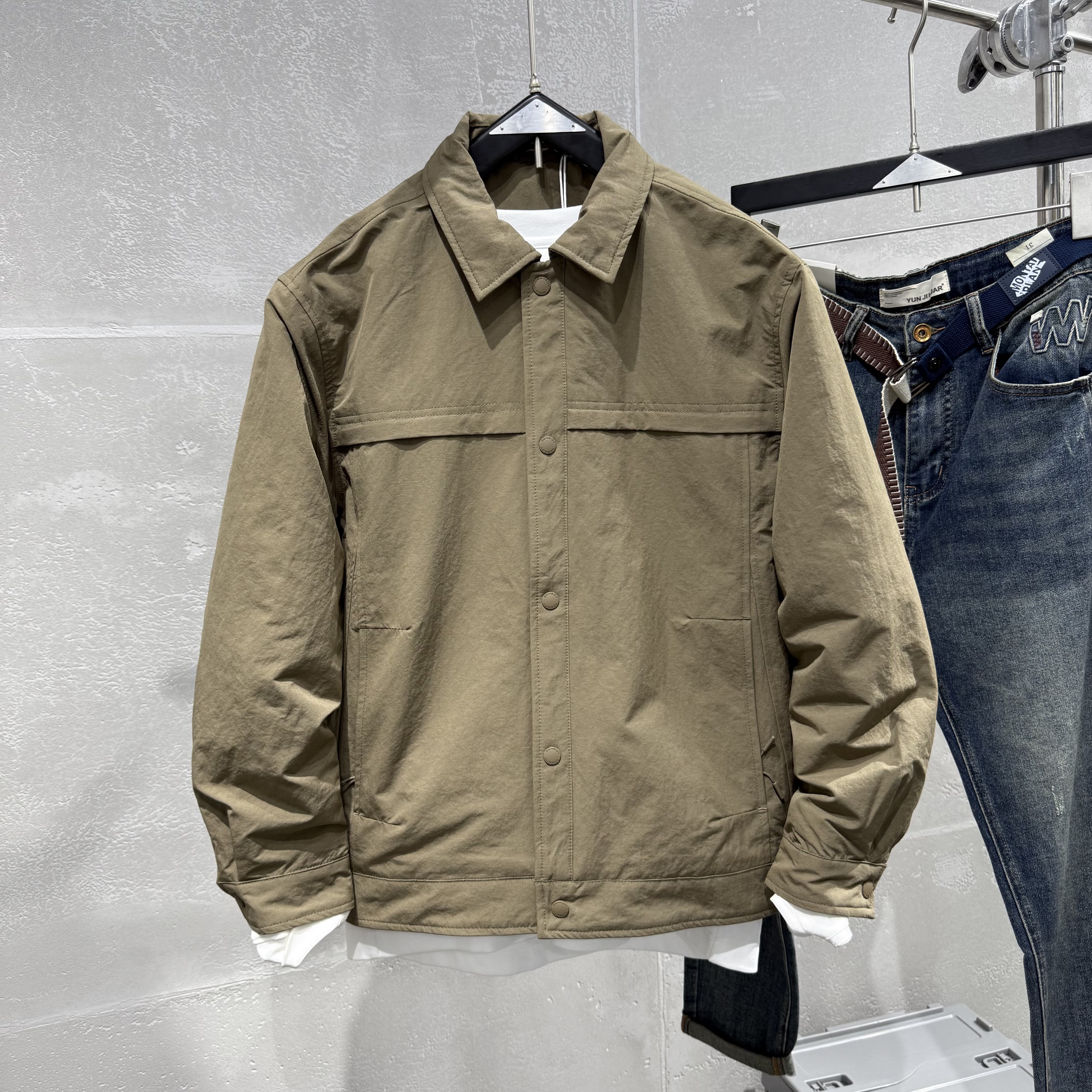 2025秋冬新款男士二棉翻领夹克薄棉袄百搭修身青年简约保暖时尚潮