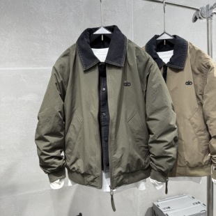 2025秋冬新款 羽绒服翻领假两件保暖夹克流行青年宽松外穿上衣 男士