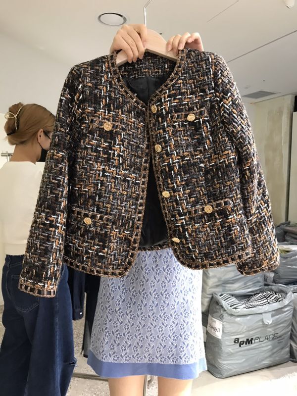 编织短款外套小香风粗花呢秋冬