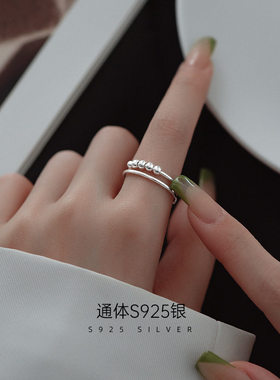 S925银百搭小银珠戒指女