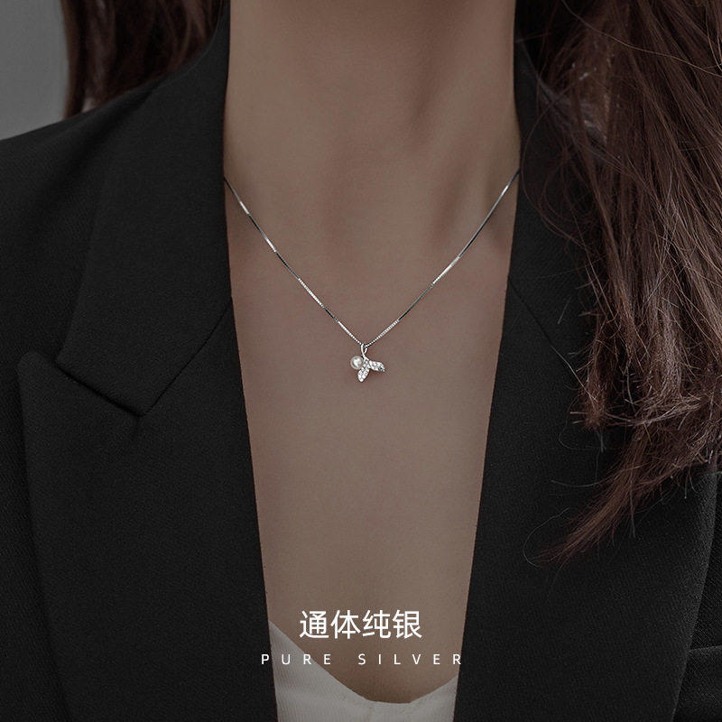 韩版S925纯银人鱼尾珍珠