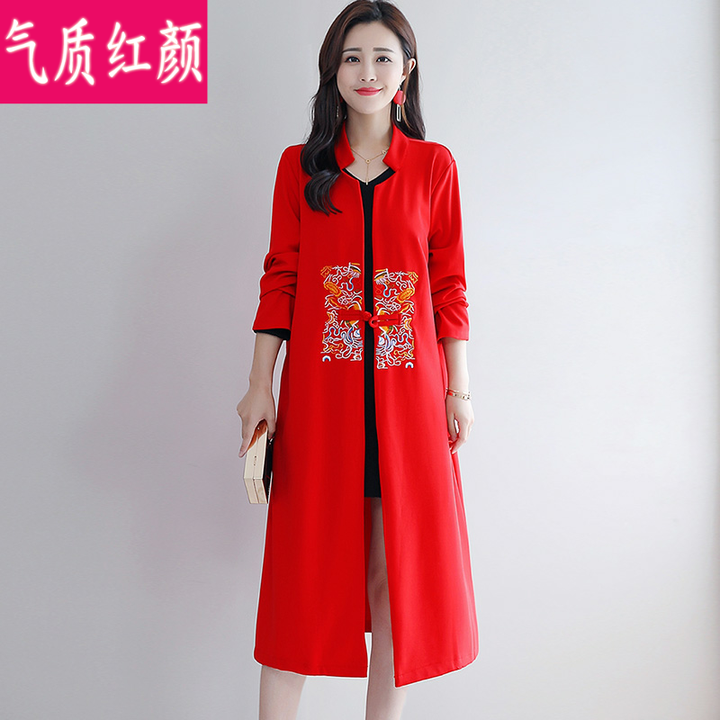 中国风唐装女汉服改良旗袍外套秋冬民族风复古绣花中