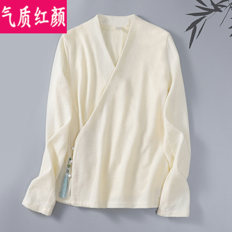 中国风日常改良汉服交领上衣春秋民族风中式女装唐装禅意茶艺服装