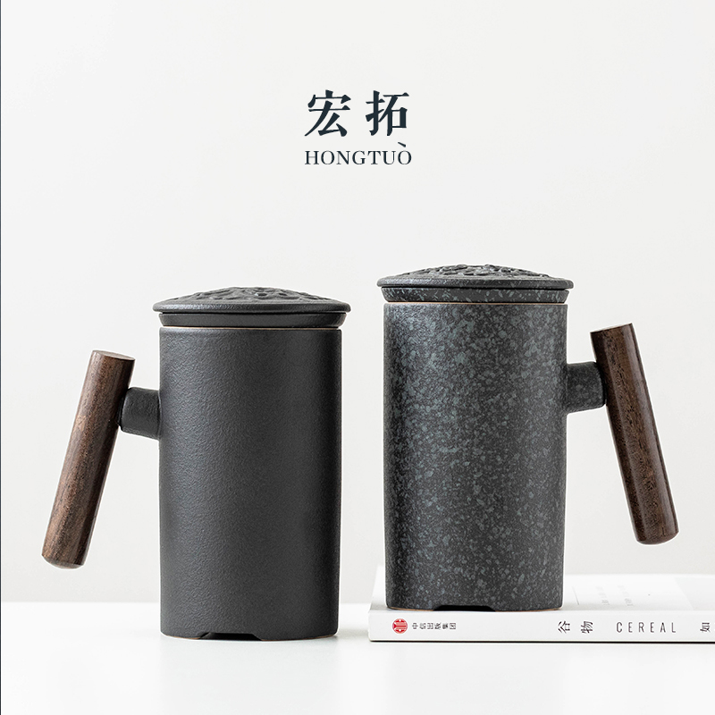 陶瓷茶杯个人杯茶水分离过滤办公室马克杯支持企业定制雕刻字logo