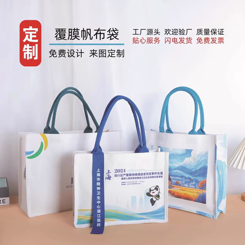 飘带帆布袋定制立体覆膜加厚托特帆布包图案印logo伴手礼加急定做