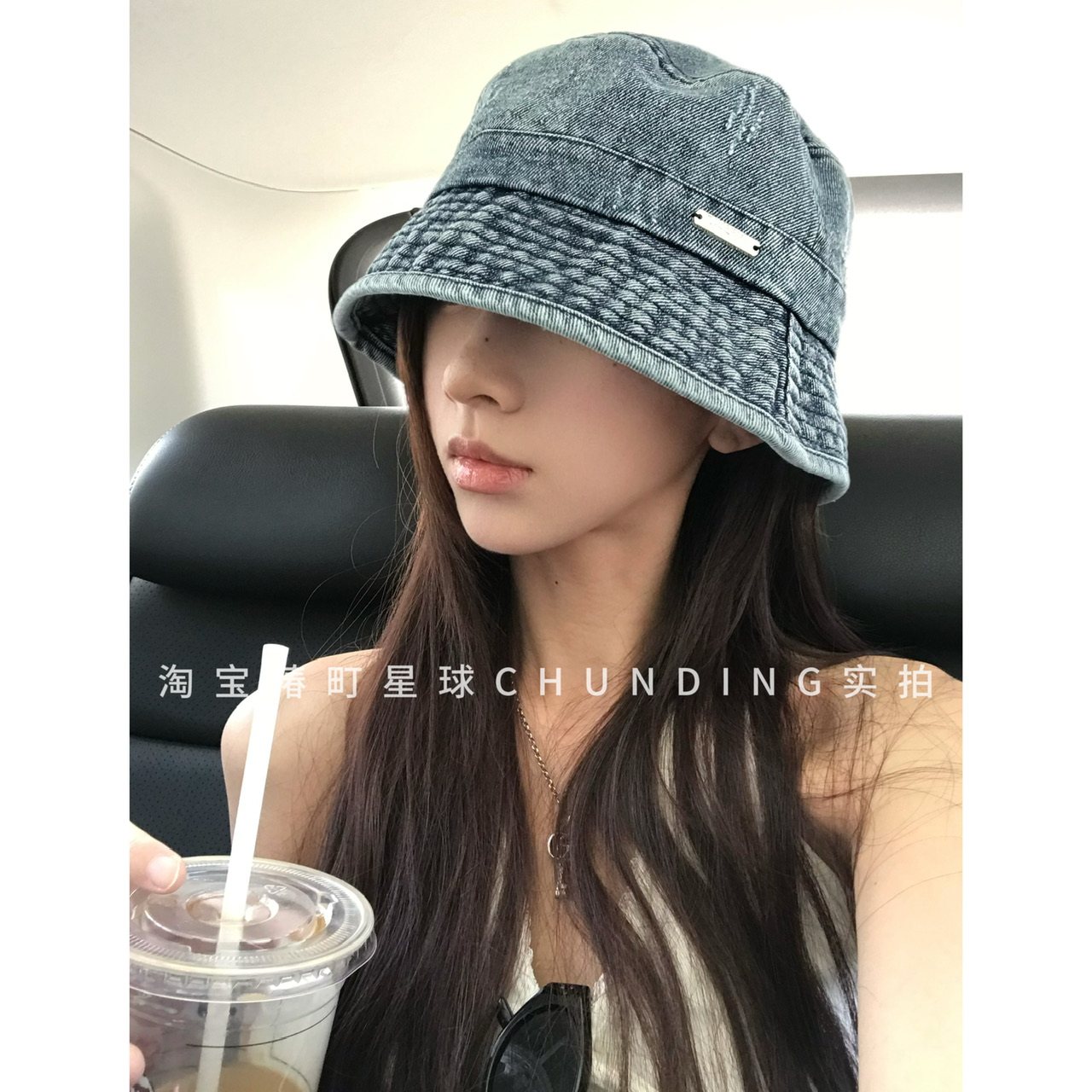 版型棒！水洗牛仔渔夫帽日系大头围帽子女百搭显脸小遮阳水桶帽子