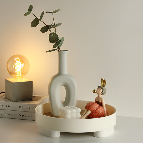 贝汉美北欧ins简约收纳托盘设计师干花花瓶摆件香薰家居装饰品