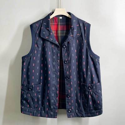 中老年人马甲女春秋纯棉老太太加肥大码坎肩妈妈奶奶外穿背心马夹