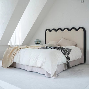 法式奶油涟漪床北欧轻奢复古科技布床小户型双人床现代简约布艺