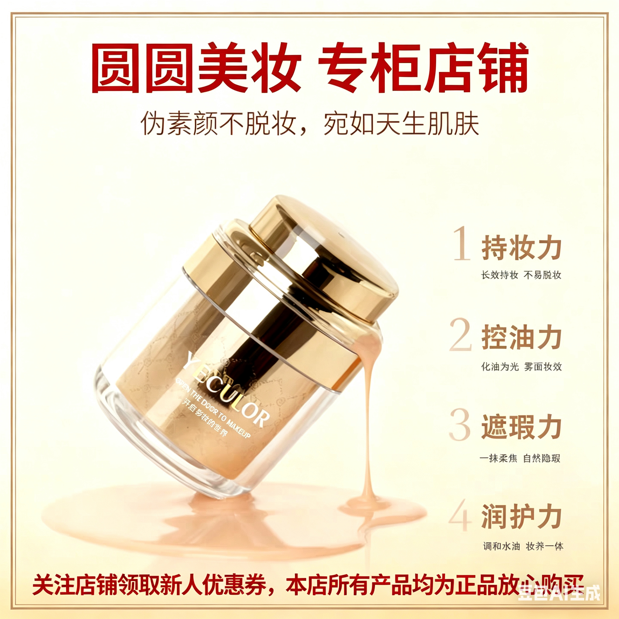 正品钥界持妆无暇滴滴霜提亮肤色粉底液DD霜防水防汗持久遮瑕女生