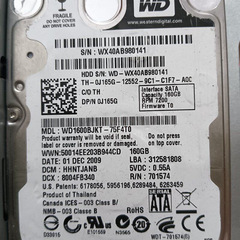 议价西数WD1600BJKT-75F4T0 160G 2.5寸S