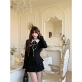 越韩小鱼 女 千金风夹棉外套外套珍珠半裙小香套装 闪闪惹人爱 法式