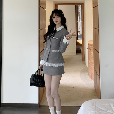 圣约翰艺术生法式千金裙套装女秋