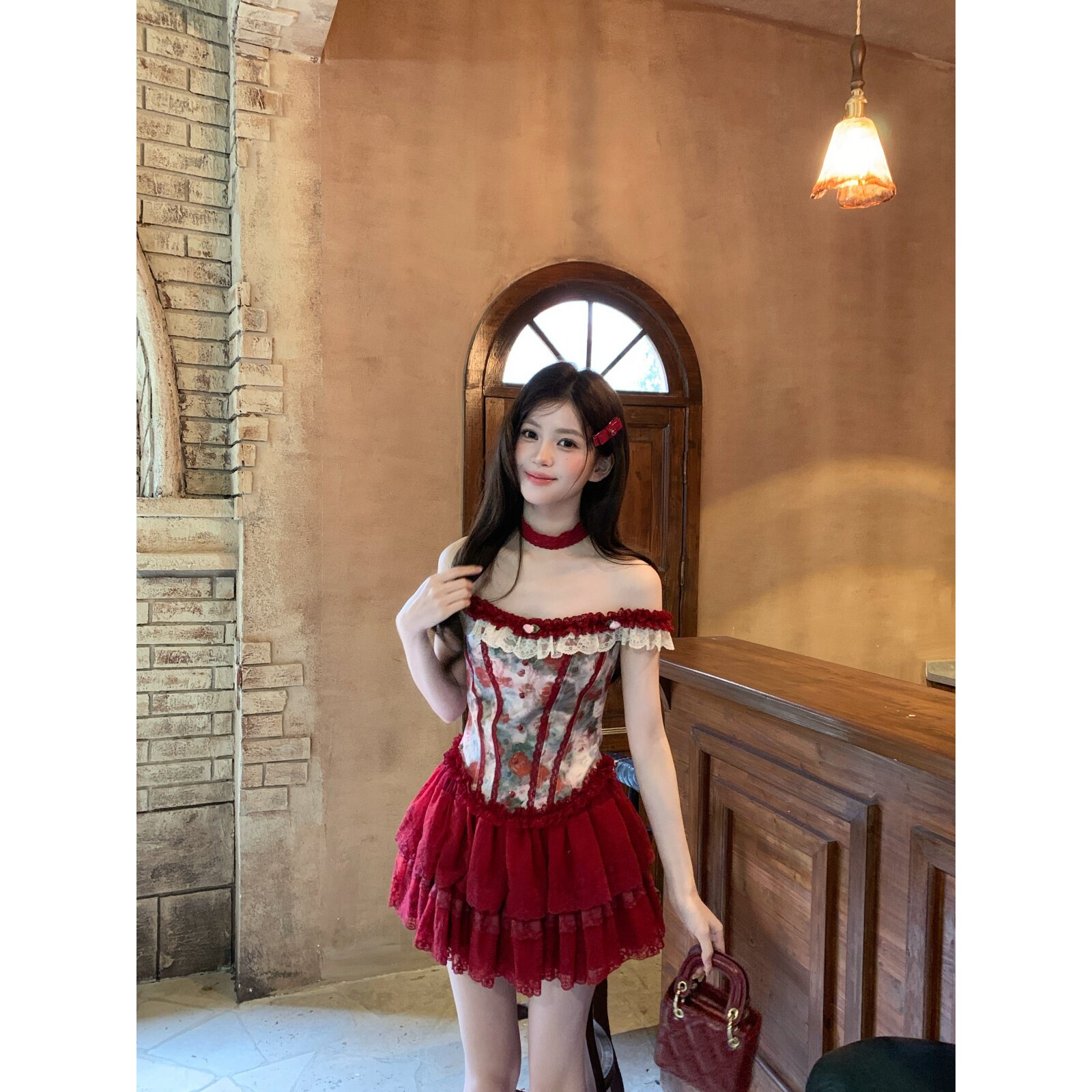 越韩小鱼Musefish 爱丽丝仙境 法式纯欲吊带上衣显瘦蛋糕半裙套装