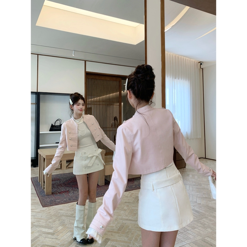 越韩小鱼Musefish 少女骑士 韩版复古千金设计感小夹克蝴蝶结半裙
