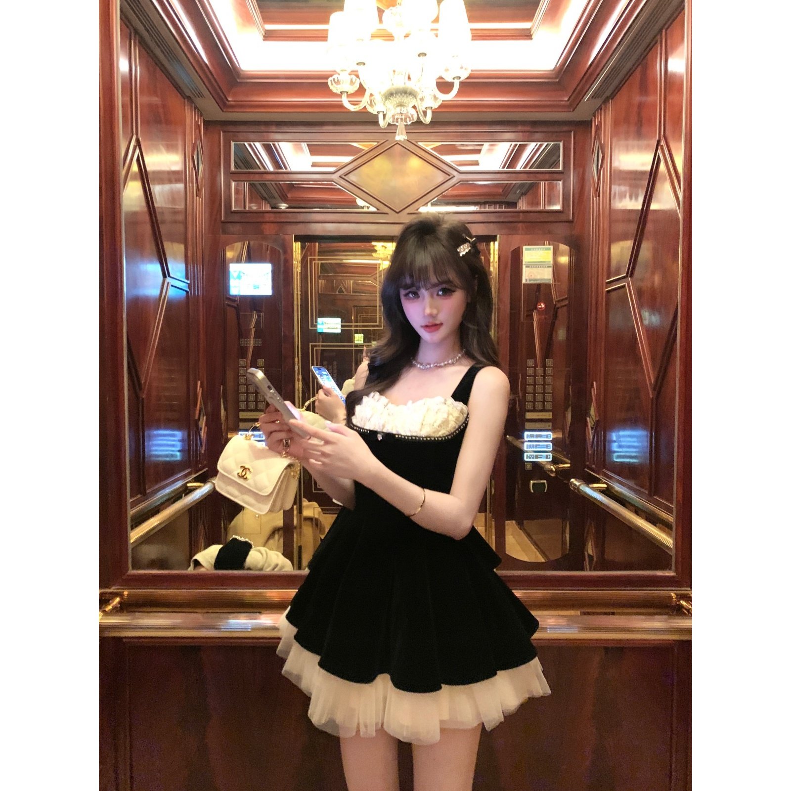 越韩小鱼 黑丝绒蛋糕 法式名媛风吊带裙收腰镶钻外套千金礼裙套装,女装/女士精品,礼服/晚装,淘宝优惠券,粉丝福利购,淘宝优惠卷