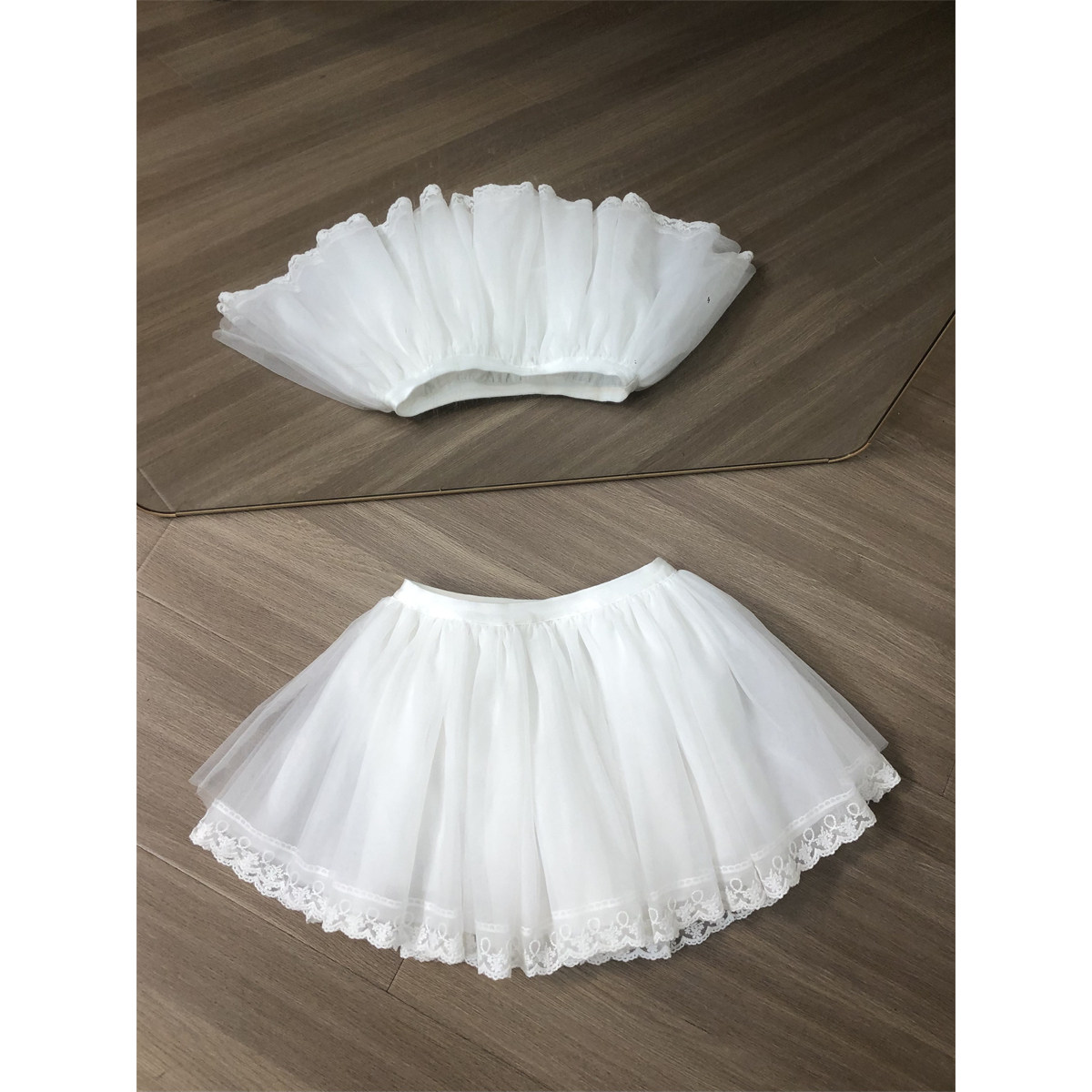 越韩小鱼 带安全裤裙撑四层日常无骨软纱暴力网纱洛丽塔云朵撑