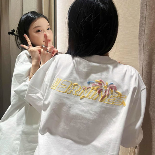 潮牌刺绣重磅纯棉字母正肩白色t