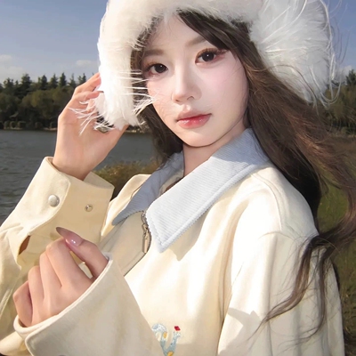 高品质小蛇刺绣拼接撞色翻领外套