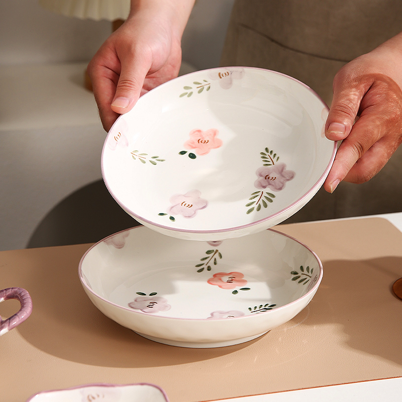 碗碟套装家用日式紫薰花餐具