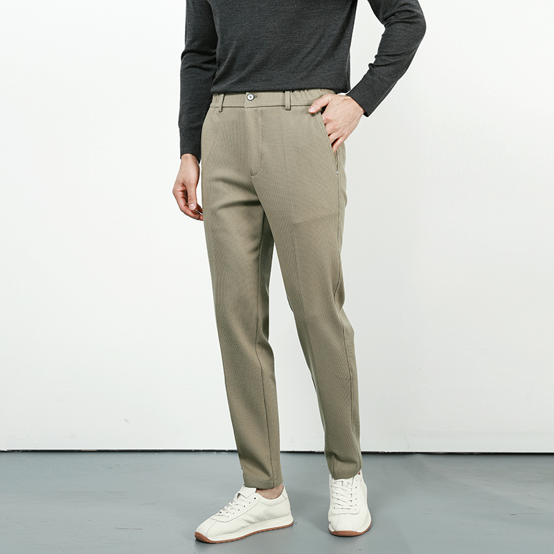 毛呢秋季厚款加厚休闲裤商务西裤冬款呢子裤子修身小脚磨毛长裤男