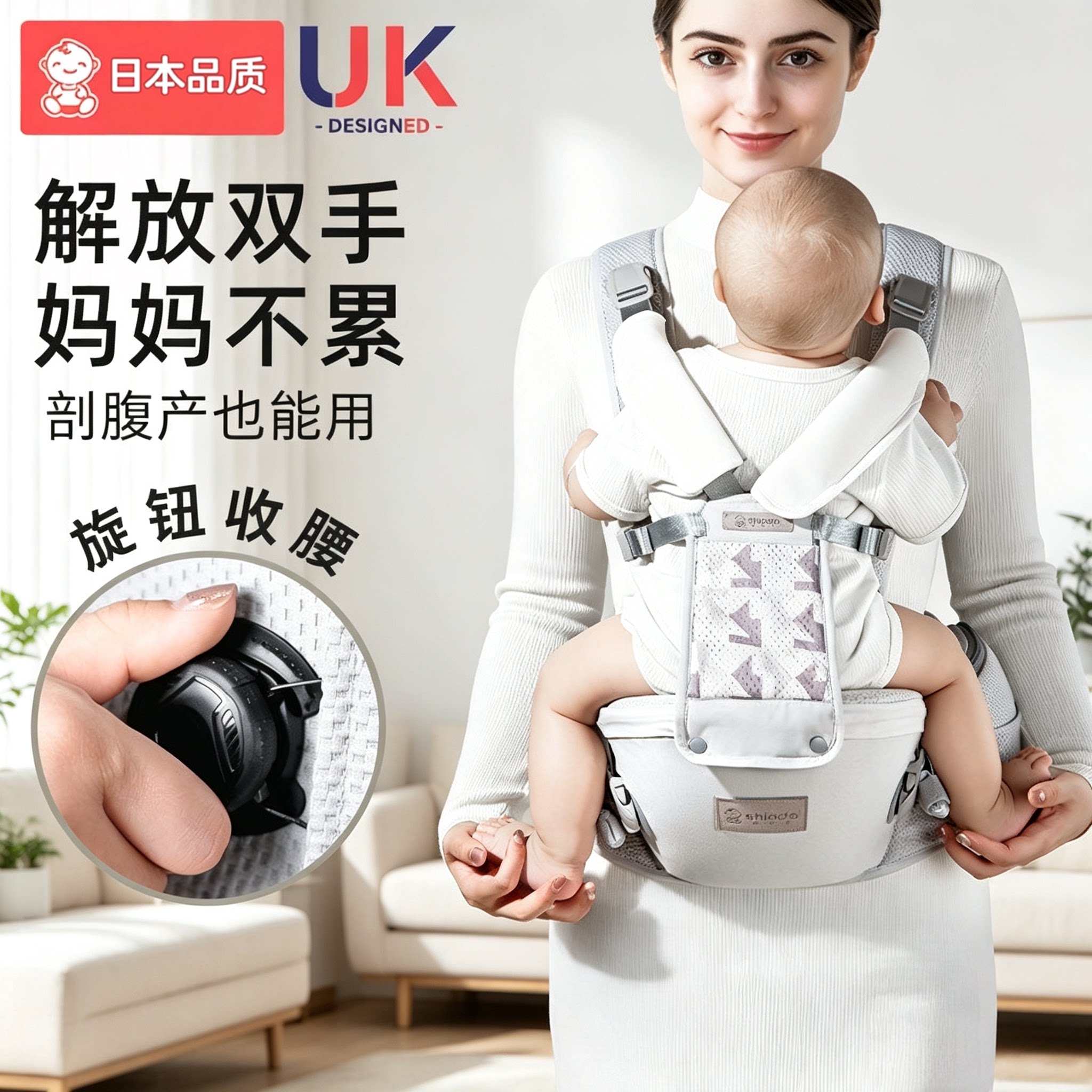 日本腰凳婴儿背带二合一宝宝轻便四季款户外出六个月以上背娃神器