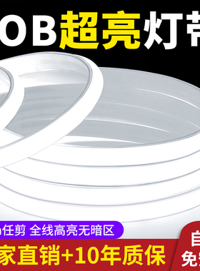 白光灯带吊顶家用超亮220v自粘COB线形灯户外防水工程led软灯条