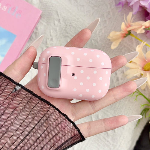 磁吸弹盖粉色波点适用华为Freebuds 7i/pro5无线蓝牙耳机保护套Free Clip2苹果AirPods 4/5代磨砂pro2/3