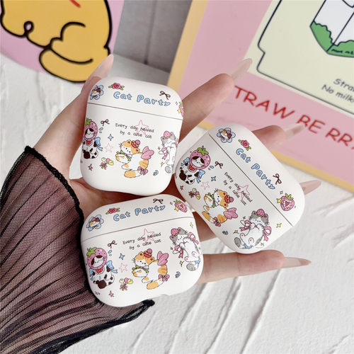 可爱猫咪适用AirPods1/2/3/4代苹果无线蓝牙耳机保护套华为Freebuds4/5i/6i/7i/por/pro2/pro3/se2/FreeCIip