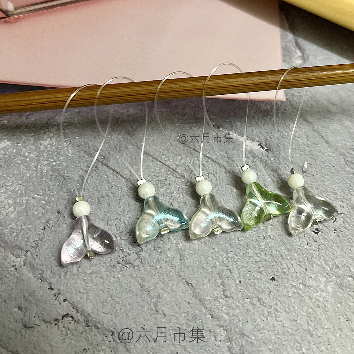 清新琉璃鱼尾珠记号圈手工定制棒针编织毛衣毛线记号扣辅助记号