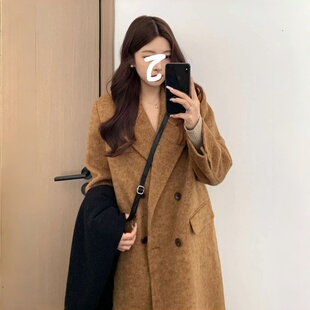 韩系高级感双面羊毛大衣女2025秋冬新款气质正肩长款宽松毛呢外套