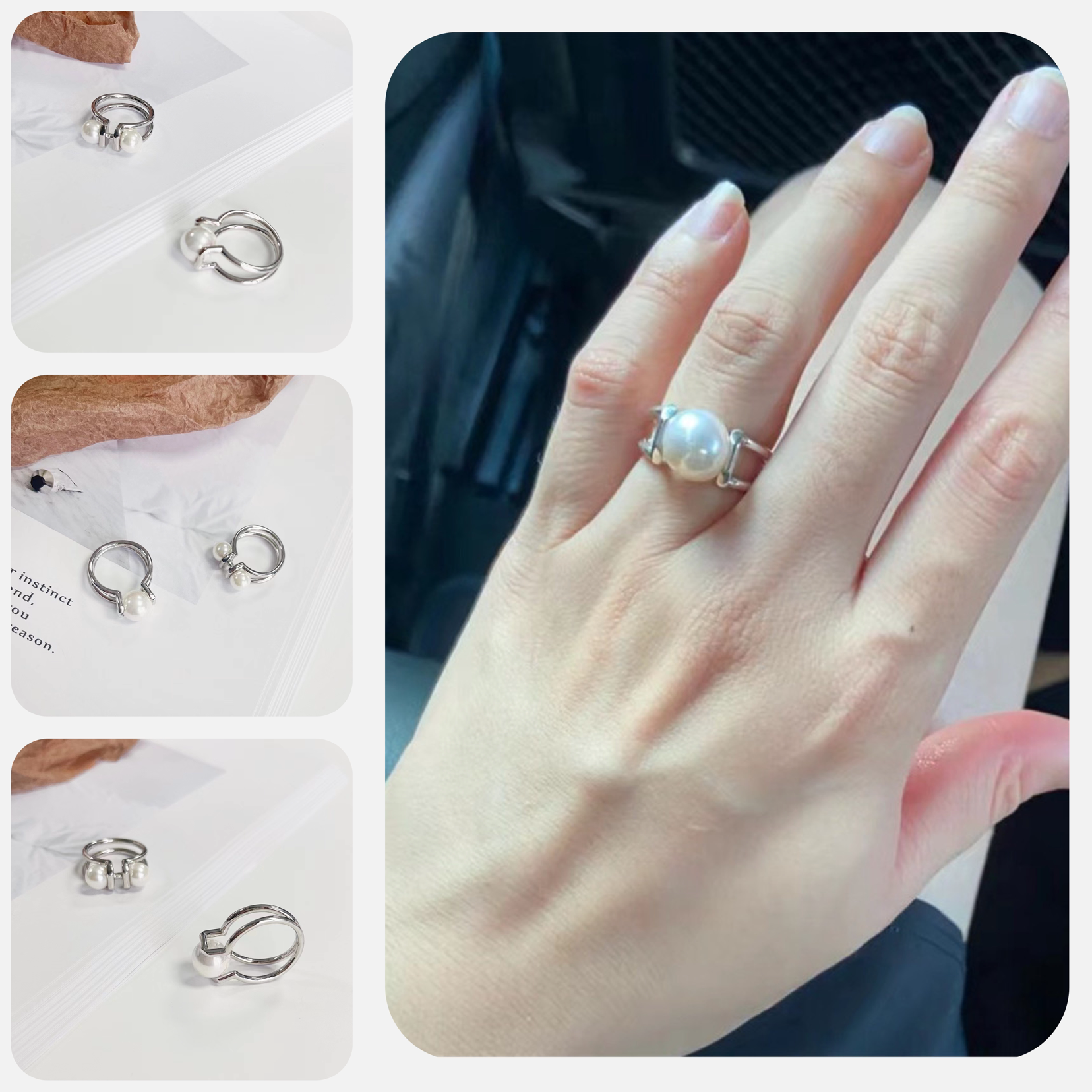 hardwear系列S925银天然珍珠戒指