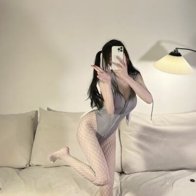 有点久 灰色兔女郎可爱泳衣比基尼套装二次元动漫猫娘服软萌卫衣