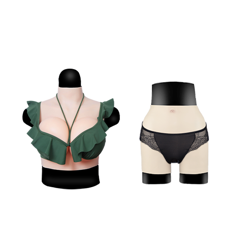 虹瑕男用伪娘cd变装特大义乳假胸假乳房女装短款套装特惠组合款式