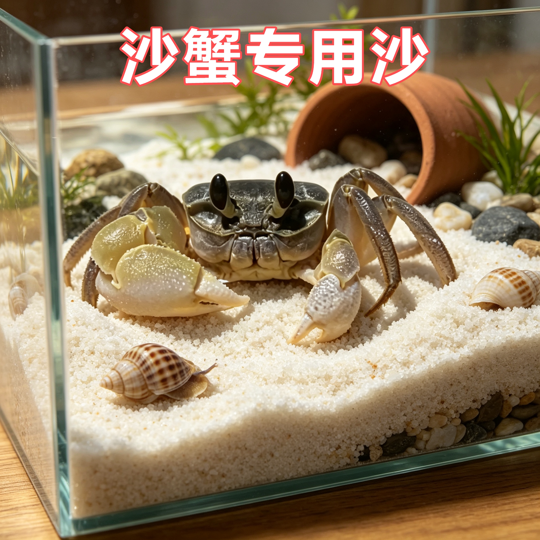 沙蟹专用沙爬宠缸鱼缸底砂造景装饰原生溪流石头鼠沙冬眠水晶沙图片