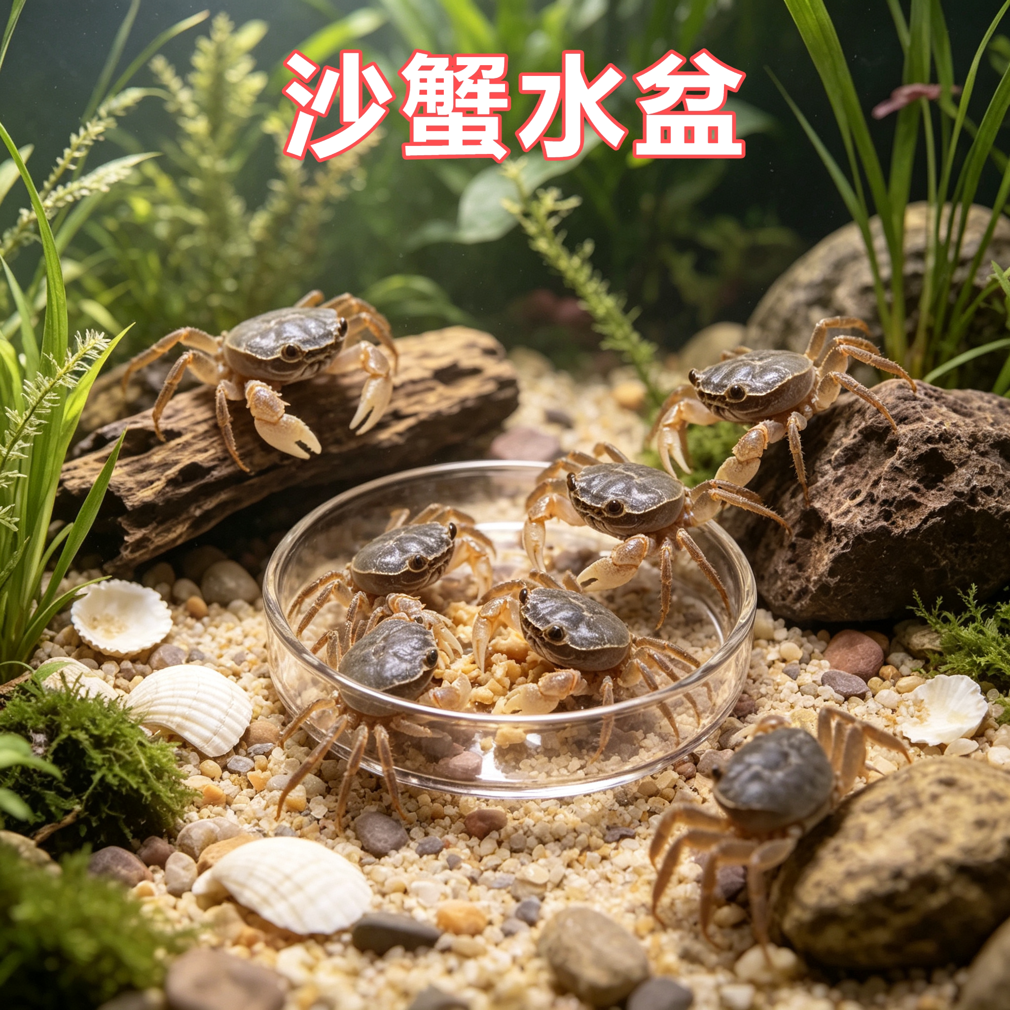 沙蟹专用水盆食盆喂食器定点喂食饲养箱造景装饰懒人神器鱼食器