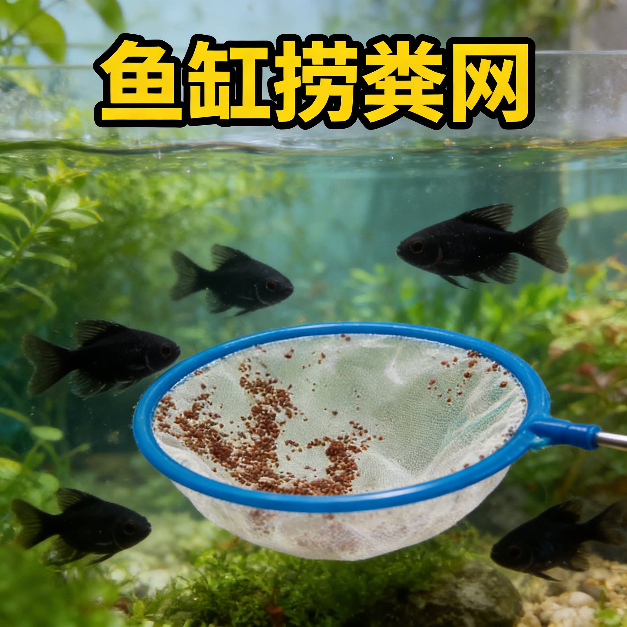鱼缸捞粪网高密度纱网兜鱼苗丰年虾卵水蚤鱼龟粪便细眼网孔鱼捞网